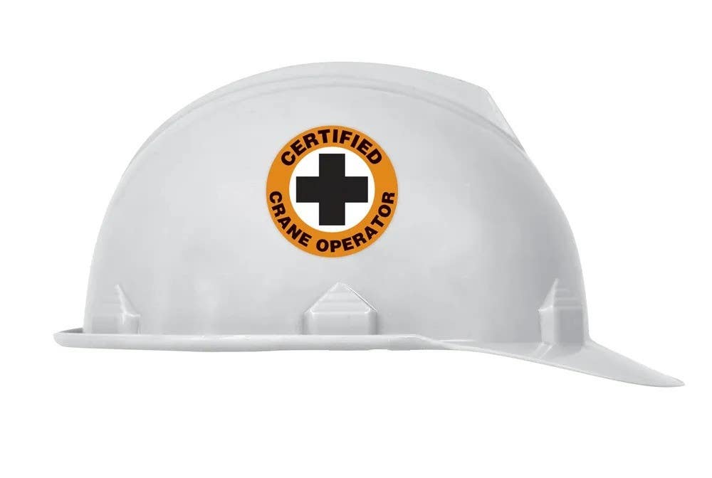 AccuformNMC LHTL107 Hard Hat Stickers, Certified Crane Operator, Adhesive Vinyl, 2-1/4", 10/Pk