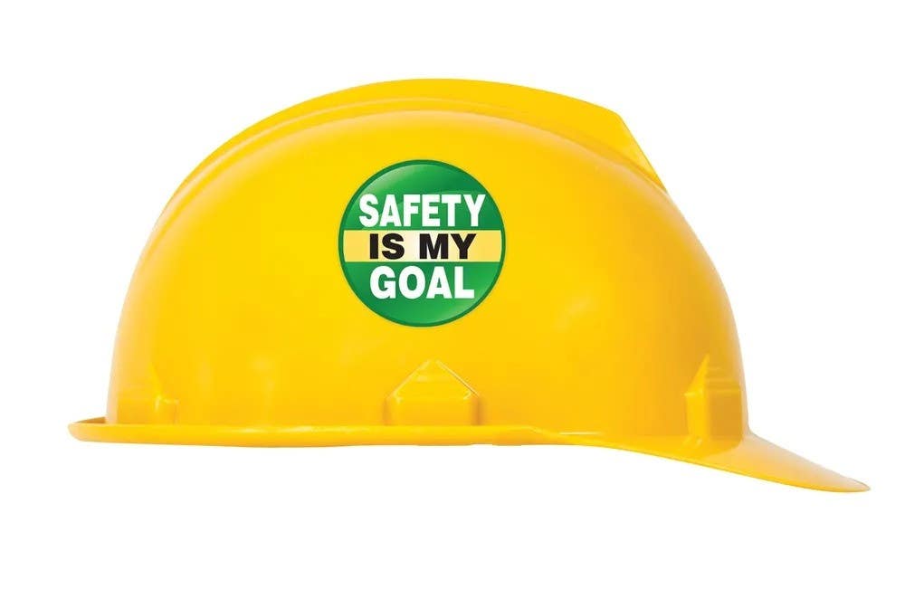 AccuformNMC LHTL116 Hard Hat Stickers, Safety Is My Goal, Adhesive Vinyl, 2-1/4", 10/Pk