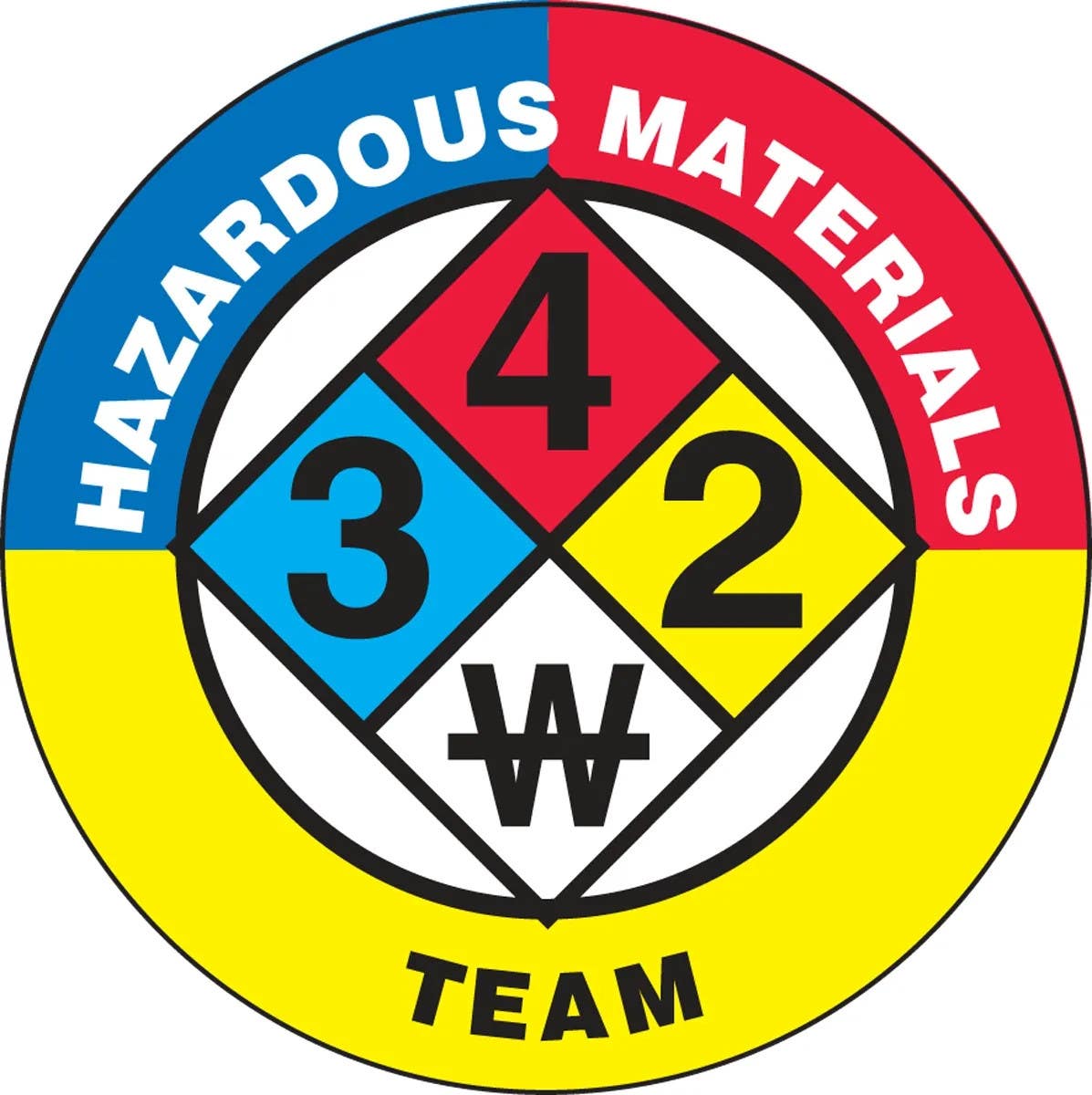 AccuformNMC LHTL130 Hard Hat Stickers, Hazardous Materials Team, 2-1/4", 10/Pk