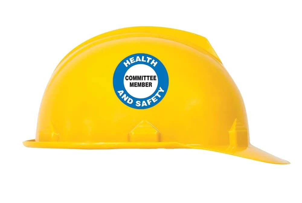 AccuformNMC LHTL131 Hard Hat Stickers, Health & Safety Committee Member, Adhesive Vinyl, 2-1/4", 10/Pk