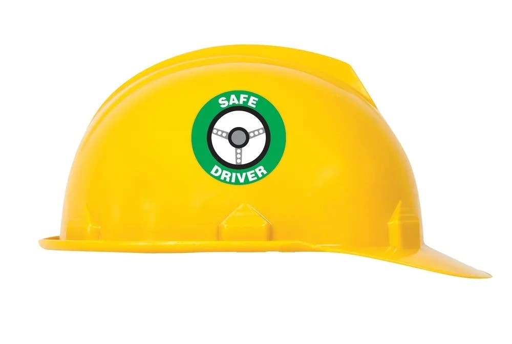 AccuformNMC LHTL148 Hard Hat Stickers, Safe Driver, Adhesive Vinyl, 2-1/4", 10/Pk