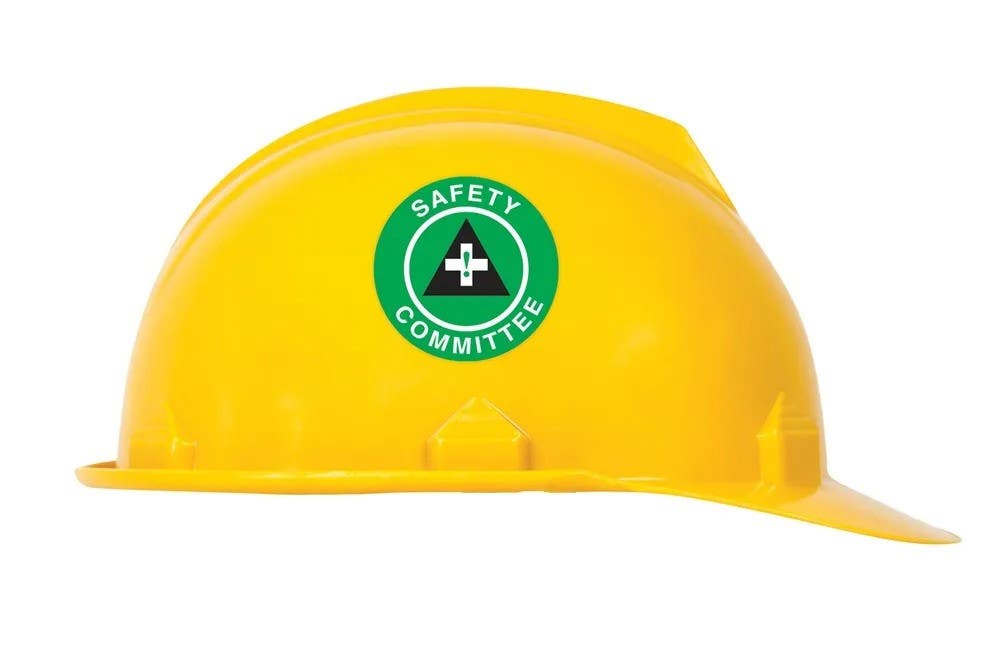 AccuformNMC LHTL149 Hard Hat Stickers, Safety Committee, Adhesive Vinyl, 2-1/4", 10/Pk