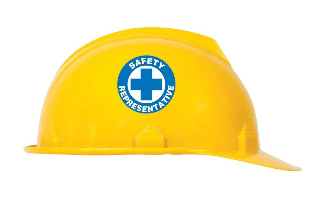 AccuformNMC LHTL153 Hard Hat Stickers, Safety Representative, Adhesive Vinyl, 2-1/4", 10/Pk