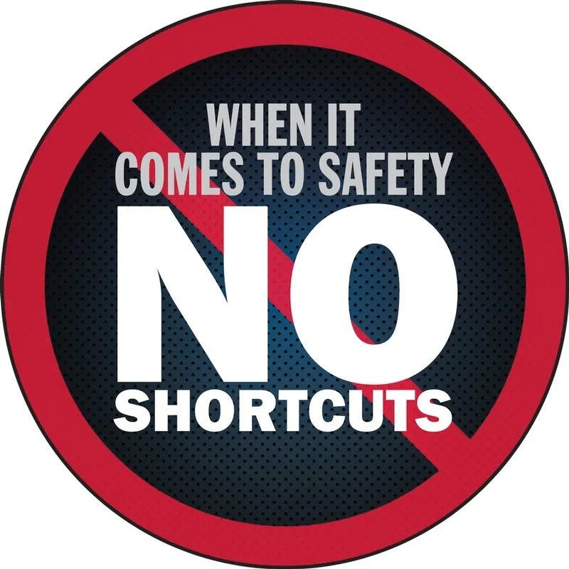 AccuformNMC LHTL158 Hard Hat Stickers, When It Comes To Safety, No Shortcuts, Adhesive Vinyl, 2-1/4", 10/Pk
