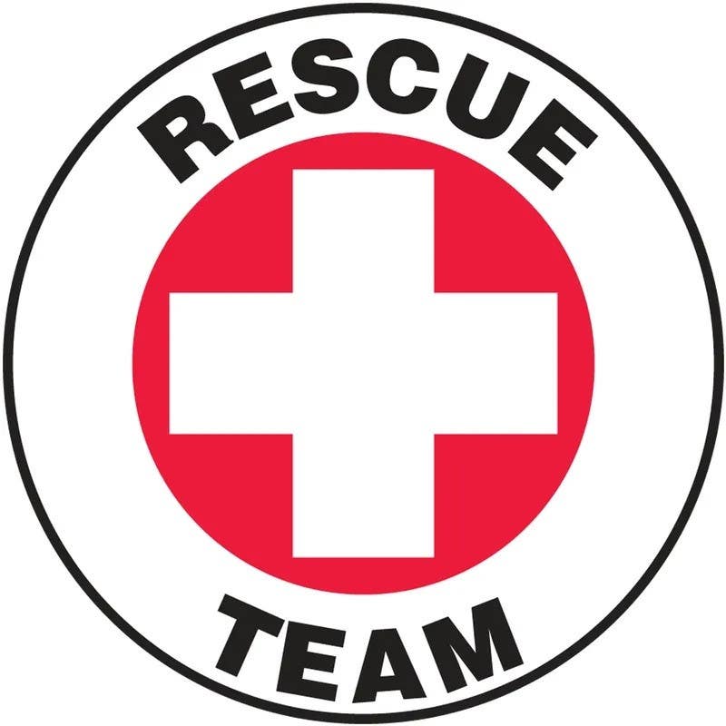 AccuformNMC LHTL159 Hard Hat Stickers, Rescue Team, Adhesive Vinyl, 2-1/4", 10/Pk