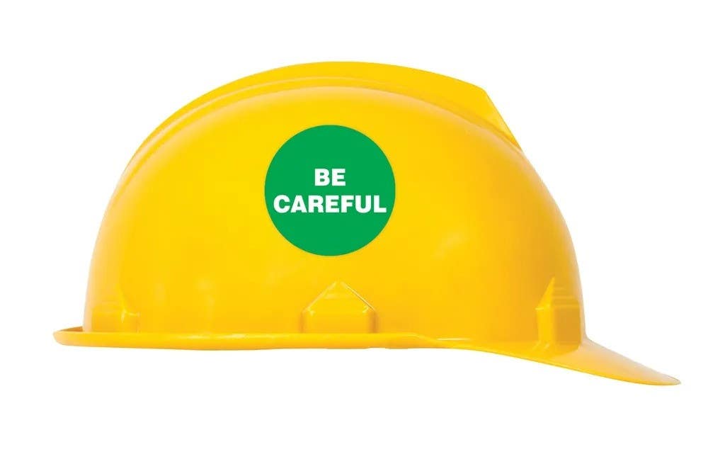 AccuformNMC LHTL161 Hard Hat Stickers, Be Careful, Adhesive Vinyl, 2-1/4", 10/Pk
