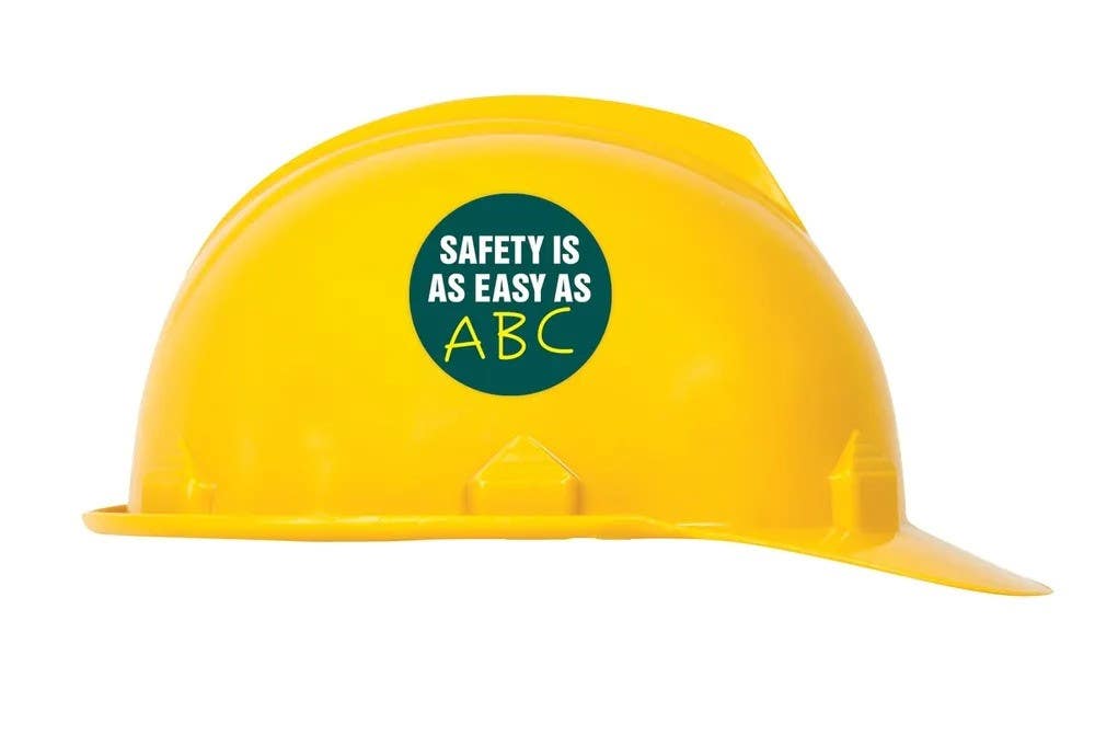 AccuformNMC LHTL178 Hard Hat Stickers, Safety Is As Easy As Abc, Adhesive Vinyl, 2-1/4", 10/Pk