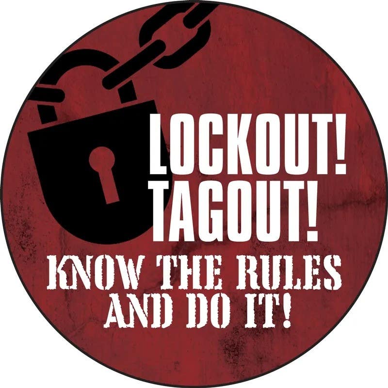 AccuformNMC LHTL180 Hard Hat Stickers, Lockout, Tagout, Know The Rules And Do It, Adhesive Vinyl, 2-1/4", 10/Pk
