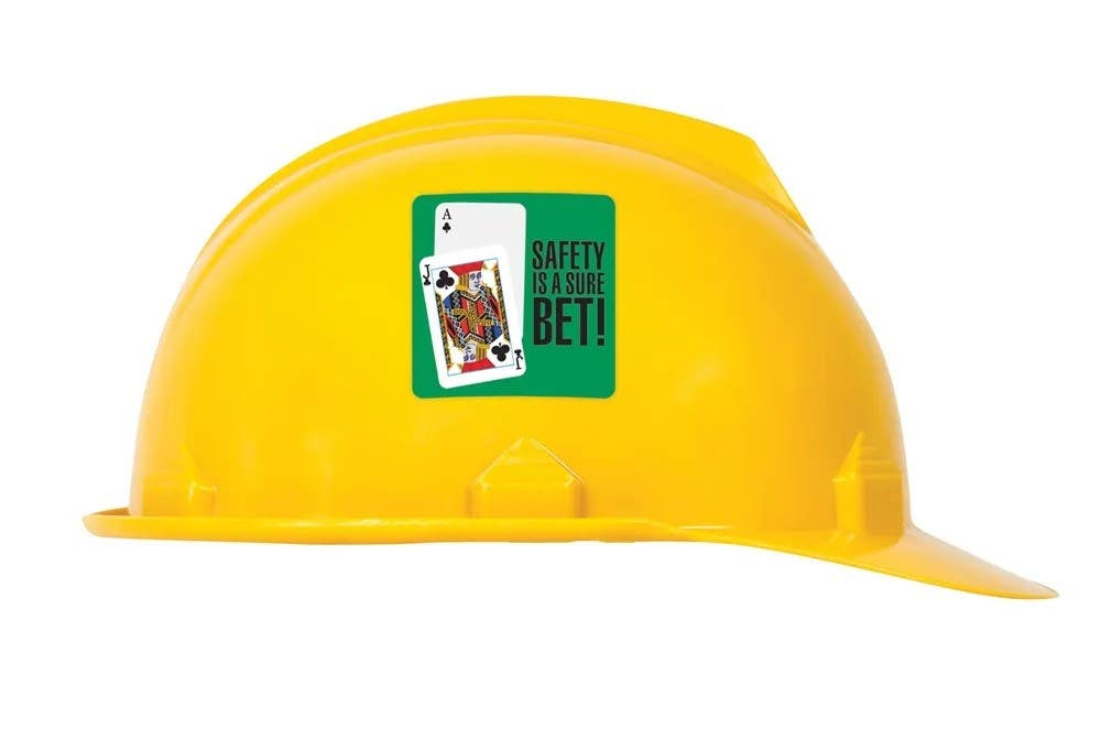 AccuformNMC LHTL186 Hard Hat Stickers, Always Play It Safe, Adhesive Vinyl, 2-1/4", 10/Pk