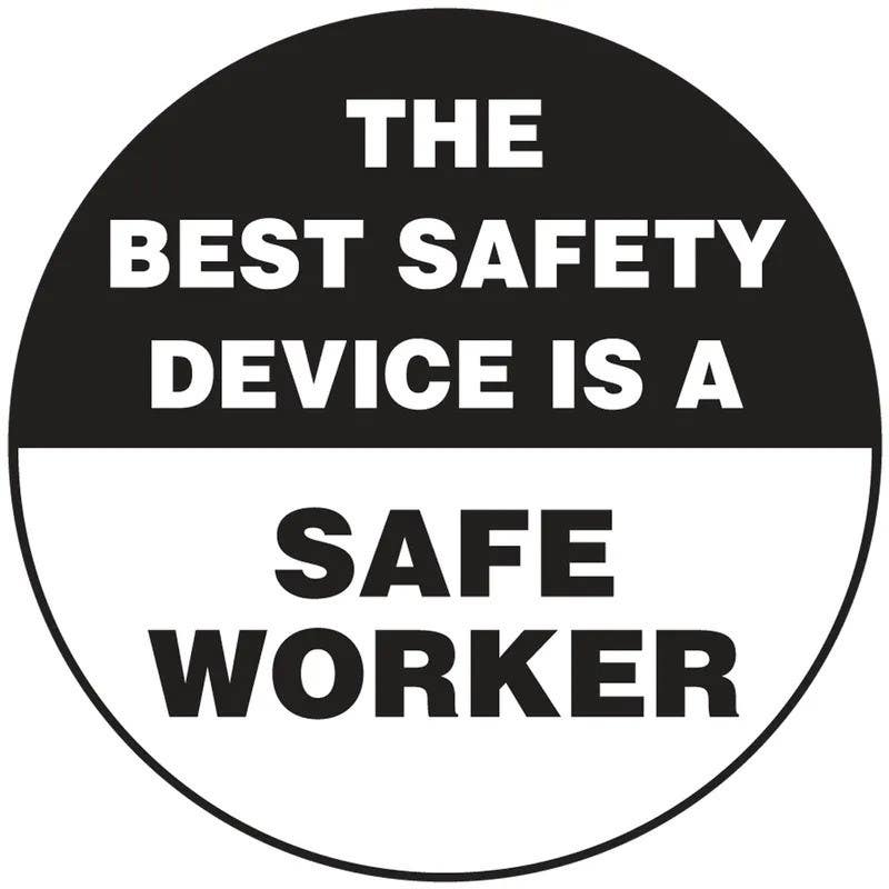 AccuformNMC LHTL187 Hard Hat Stickers, The Best Safety Device Is A Safe Worker, Adhesive Vinyl, 2-1/4", 10/Pk