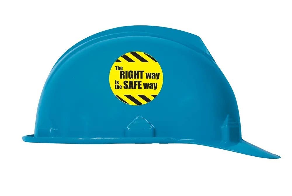 AccuformNMC LHTL192 Hard Hat Stickers, The Right Way Is The Safe Way, 2-1/4", 10/Pk
