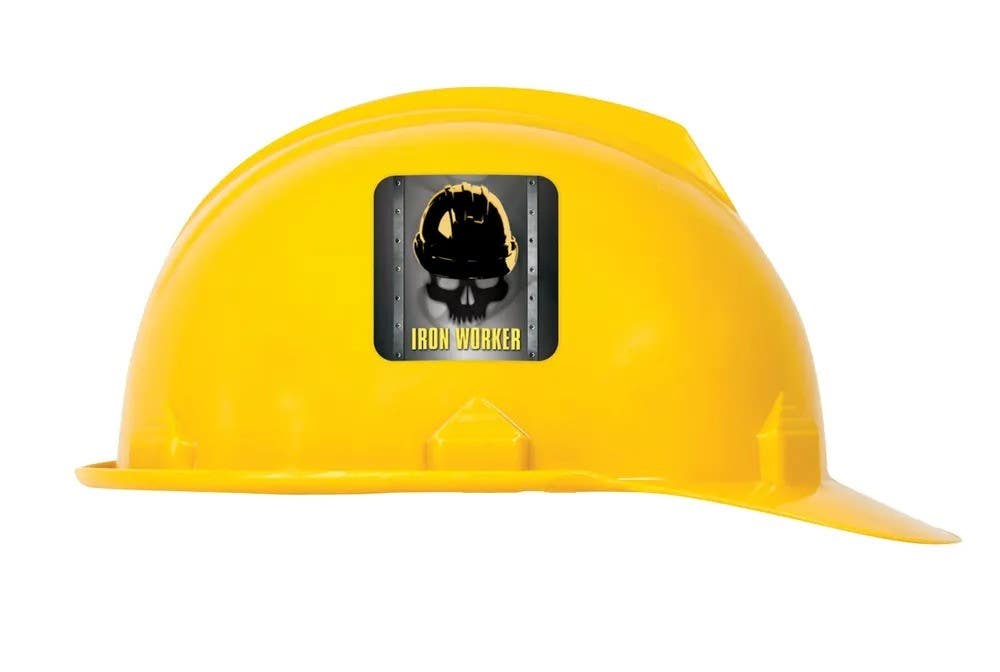AccuformNMC LHTL194 Hard Hat Stickers, Iron Worker, Adhesive Vinyl, 2-1/4", 10/Pk