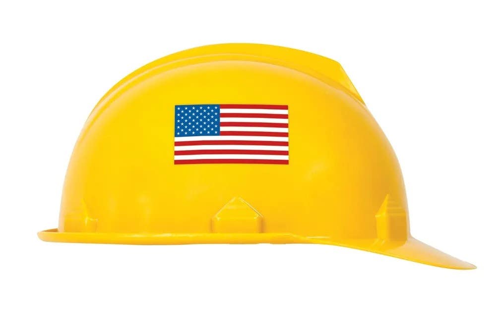 AccuformNMC LHTL Hard Hat Stickers, American Flag, Adhesive Vinyl, 10/Pk