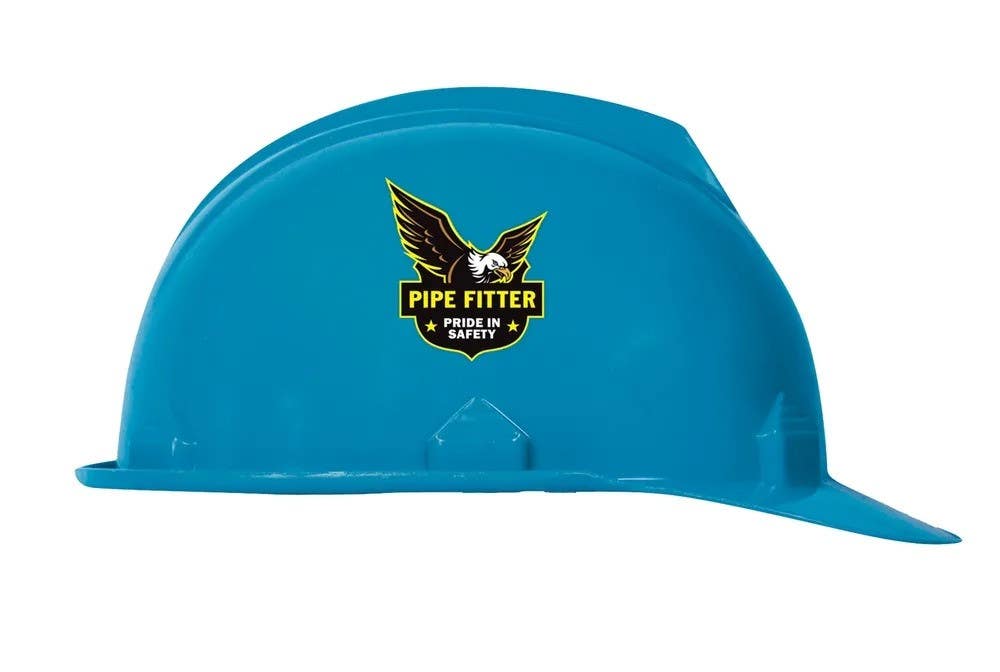 AccuformNMC LHTL208 Hard Hat Stickers, Pride Pipe Fitter Safety, Adhesive Vinyl, 2-1/4", 10/Pk