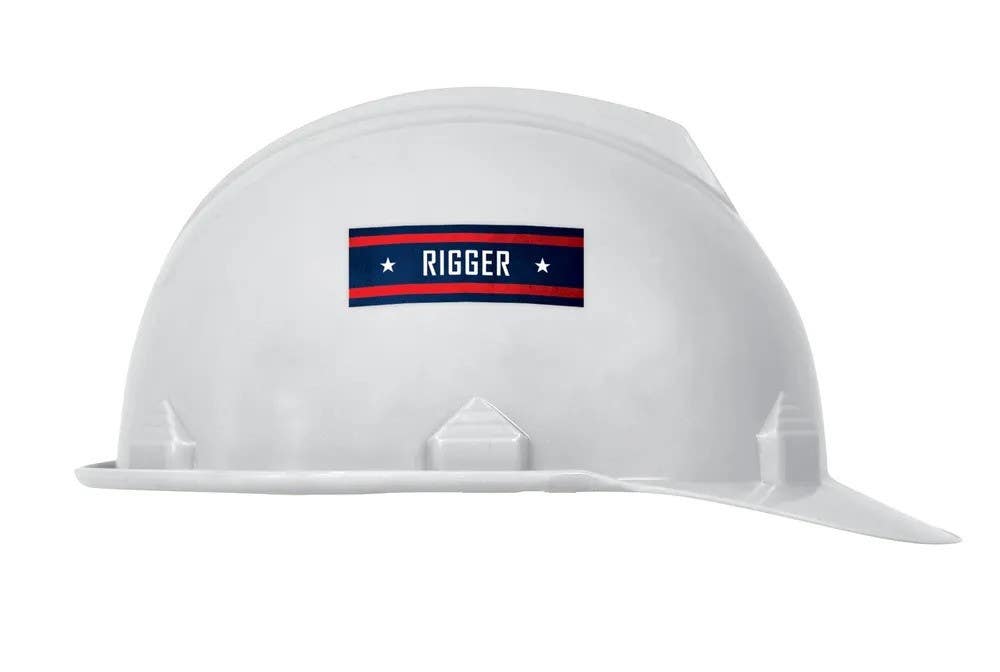 AccuformNMC LHTL223 Hard Hat Stickers, Rigger, Adhesive Vinyl, 1" H x 3" W, 10/Pk