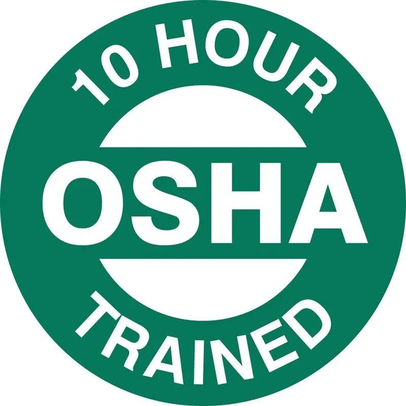 AccuformNMC LHTL238 Hard Hat Stickers, 10 Hour OSHA Trained, Adhesive Vinyl, 2-1/4", 10/Pk