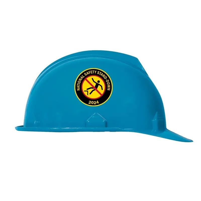 AccuformNMC LHTL242 Hard Hat Stickers, National Safety Stand-Down 2024 (Yellow), Adhesive Vinyl, 2-1/4", 10/Pk