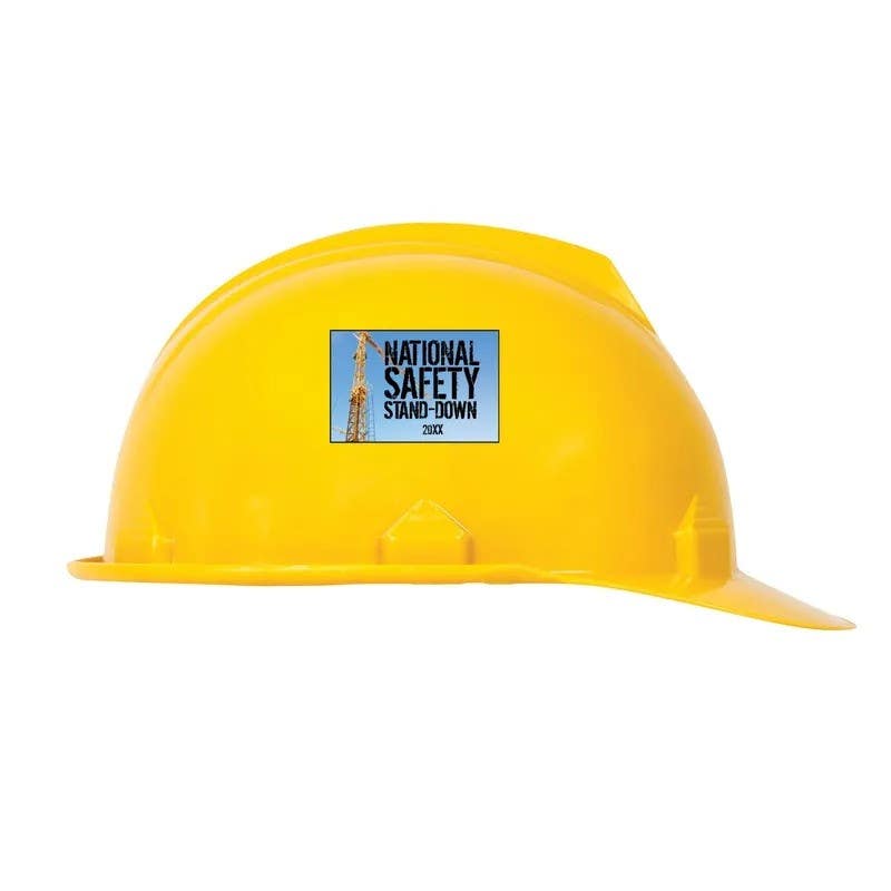 AccuformNMC LHTL243 Hard Hat Stickers, National Safety Stand-Down 2020 (Blue), Adhesive Vinyl, 1-1/2" H x 2-1/4" W, 10/Pk