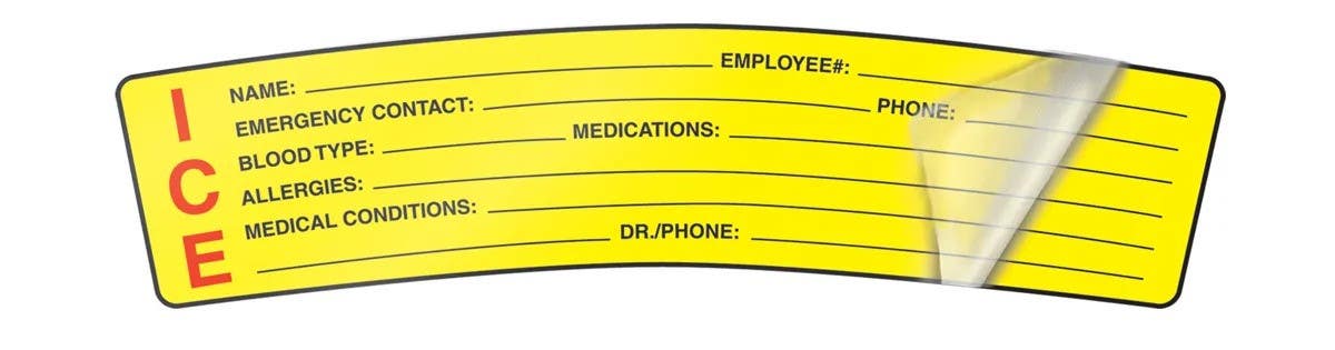 AccuformNMC LHTL251 Self-Laminating Helmet Stickers, ICE, Adhesive Vinyl, 1-1/2" H x 6" W, 5/Pk