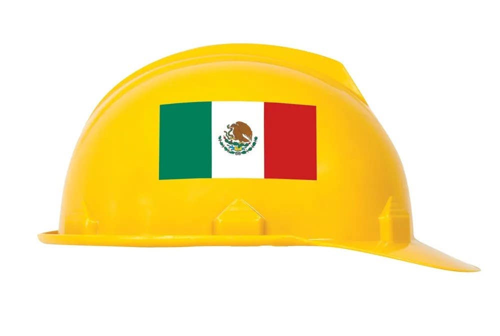 AccuformNMC LHTL37 Hard Hat/Helmet Stickers, Mexican Flag, Adhesive Vinyl, 10/Pk