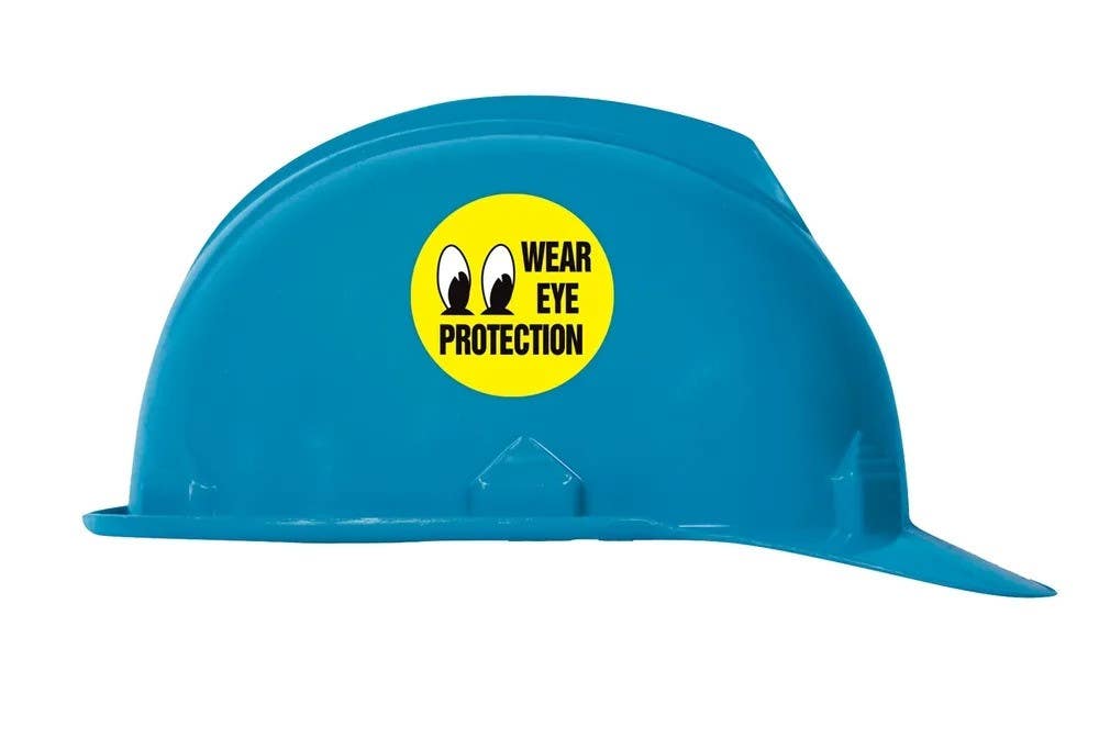 AccuformNMC LHTL388 Hard Hat Stickers, Wear Eye Protection, Adhesive Vinyl, 2-1/4", 10/Pk