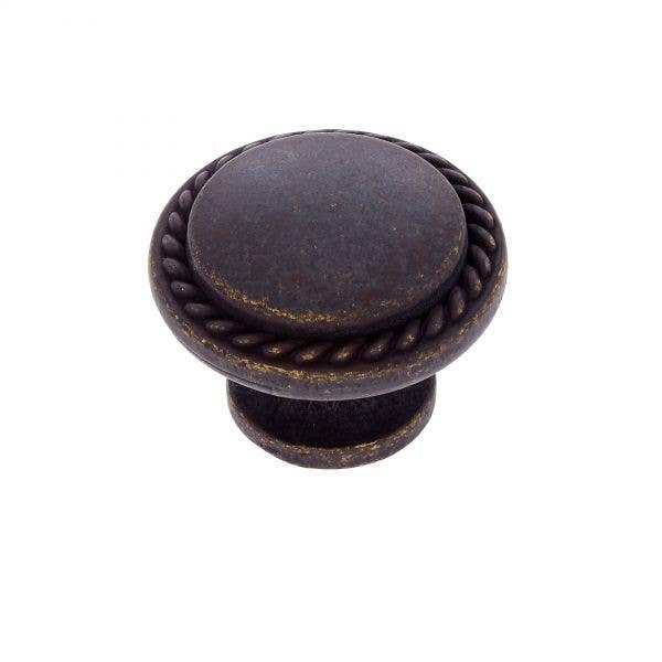 JVJ Hardware 1-1/4" Lone Star Collection Rope Edged Knob, Composition Zamac