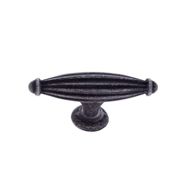 JVJ Hardware 2-1/2" Lone Star Collection Oblong Fluted Knob, Iron Finish, Composition Zamac