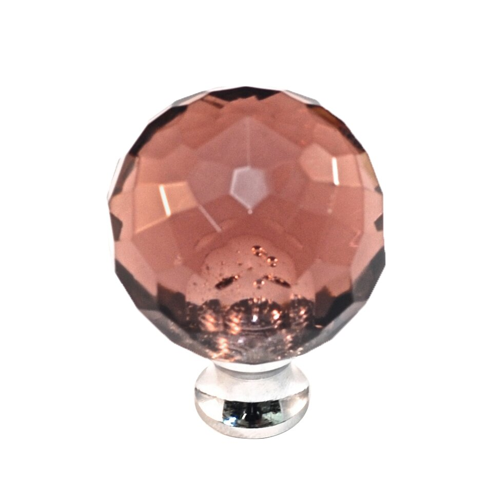 Cal Crystal M30 Crystal Cabinet Knob w/ Solid Brass Base, Round