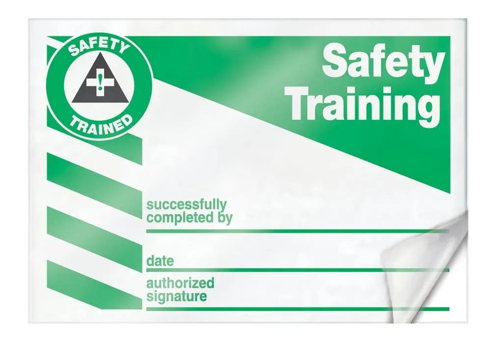AccuformNMC LKC223LPM Safety Training Label, Successfully Completed By…, Self-Laminating RP-Plastic, 2-1/8" H x 3-3/8" W, 5/Pk