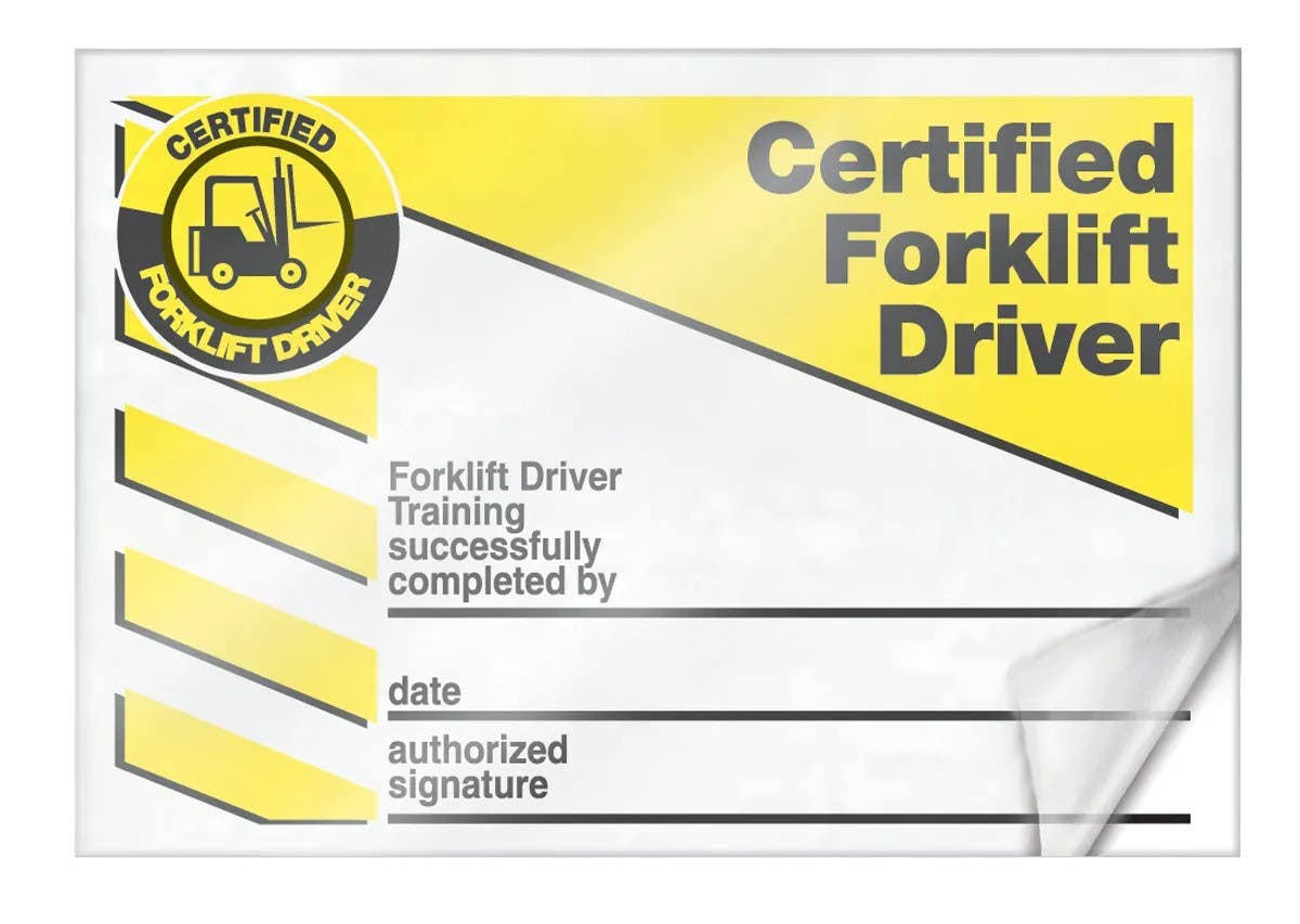 AccuformNMC LKC230LPM Forklift Certification Cards, Self-Laminating RP-Plastic, 2-1/8" H x 3-3/8" W, 5/Pk