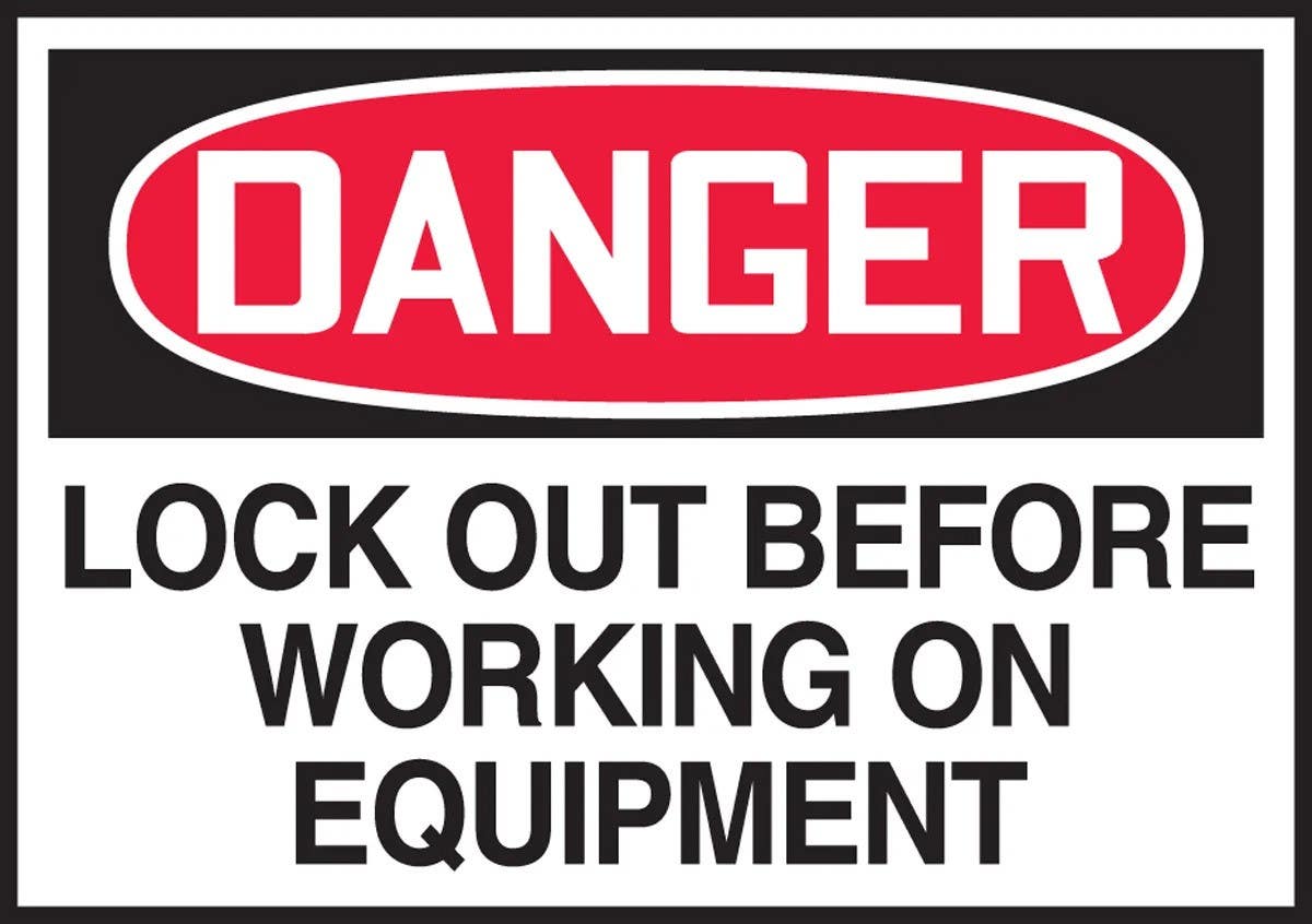 AccuformNMC LLKT295VSP Safety Label, Danger, Lock Out Before Working On Equipment, Adhesive Vinyl, 3-1/2" H x 5" W, 5/Pk