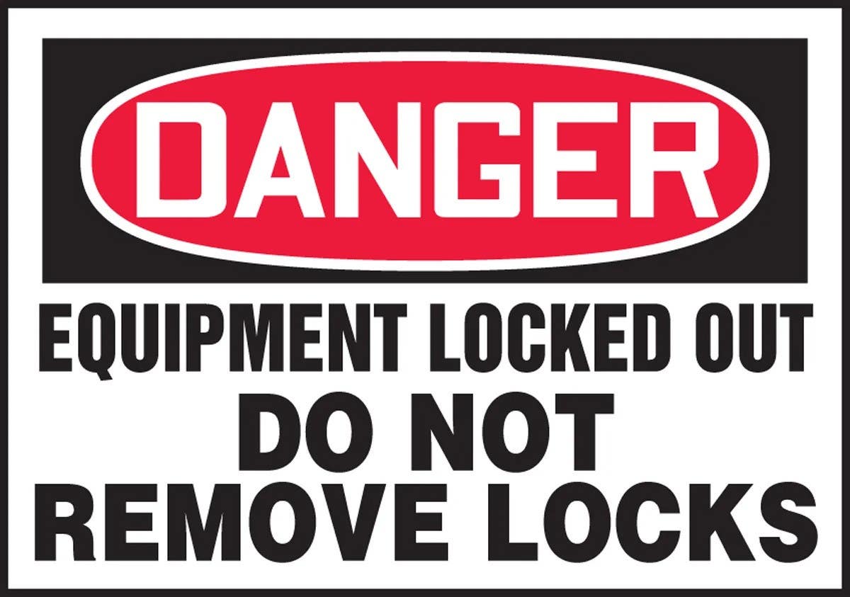 AccuformNMC LLKT40 Safety Label, Danger, Equipment Locked Out, Do Not Remove Locks, Magnetic Vinyl