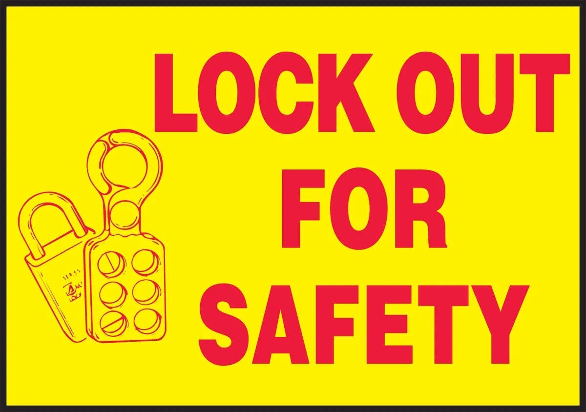 AccuformNMC LLKT42 Lockout/Tagout Safety Safety Label, Lock Out For Safety, Magnetic Vinyl, 3-1/2" H x 5" W