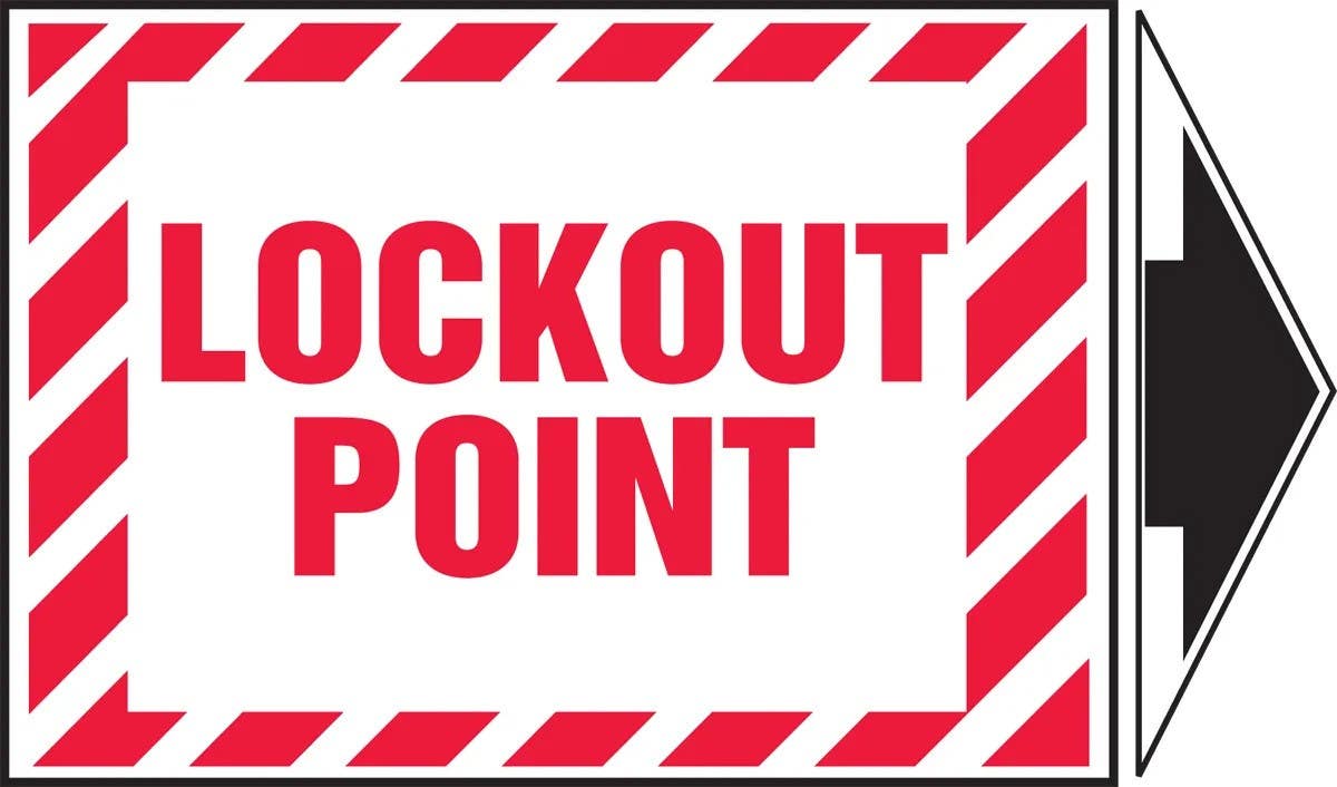 AccuformNMC LLKT437 Lockout/Tagout Label, Lockout Point w/ Arrow, Magnetic Vinyl, 3-1/2" H x 5" W + Arrow