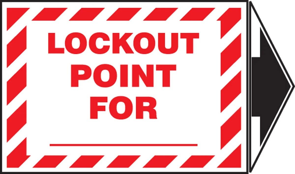 AccuformNMC LLKT509VSP Lockout/Tagout Label, Lockout Point For _, Adhesive Vinyl, 3-1/2" H x 5" W + Arrow, 5/Pk