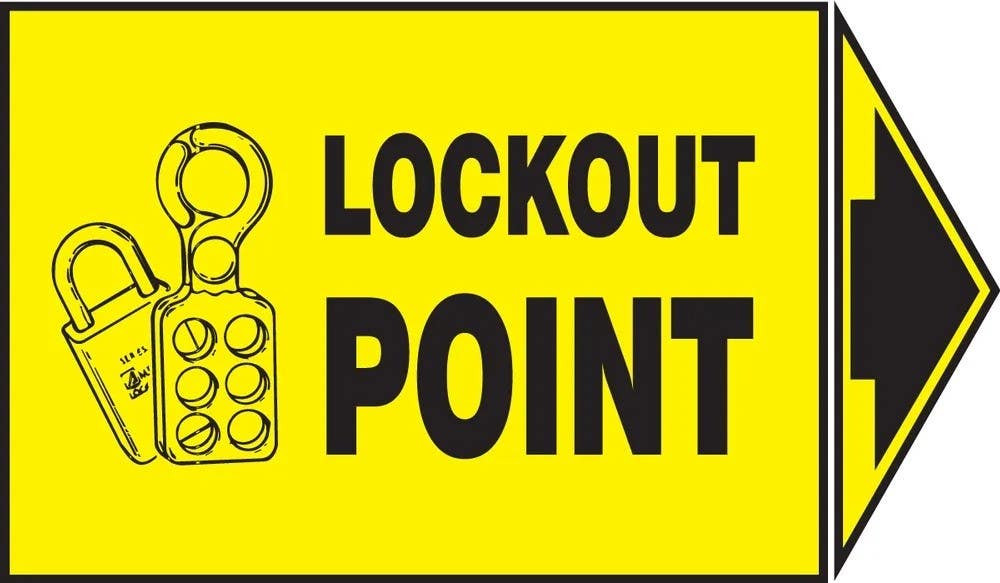 AccuformNMC LLKT512XVE Safety Label, Lockout Point, Adhesive Dura Vinyl, 3-1/2" H x 5" W + Arrow