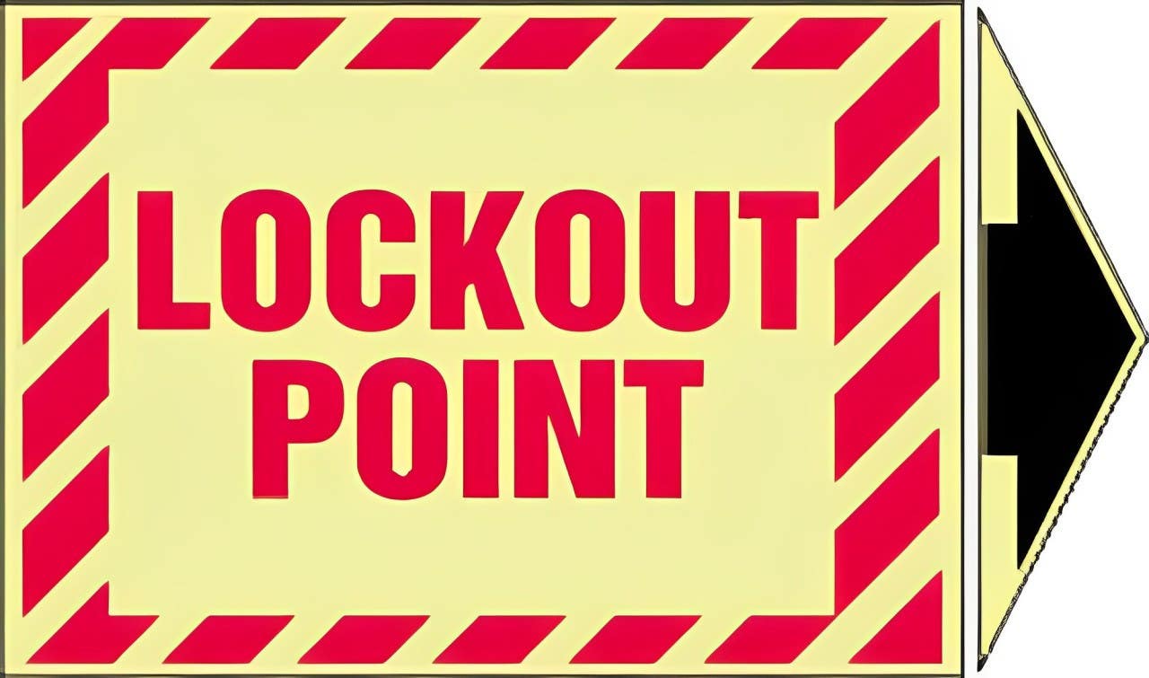 AccuformNMC LLKT515 Safety Label, Lock Out All Power Sources Before..., Lumi-Glow Flex, 3-1/2" H x 5" W + Arrow, 5/Pk