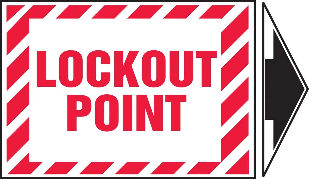 AccuformNMC LLKT530VSP Lockout/Tagout Label, Lockout Point, Adhesive Vinyl, 3-1/2" H x 5" W + Arrow, 5/Pk
