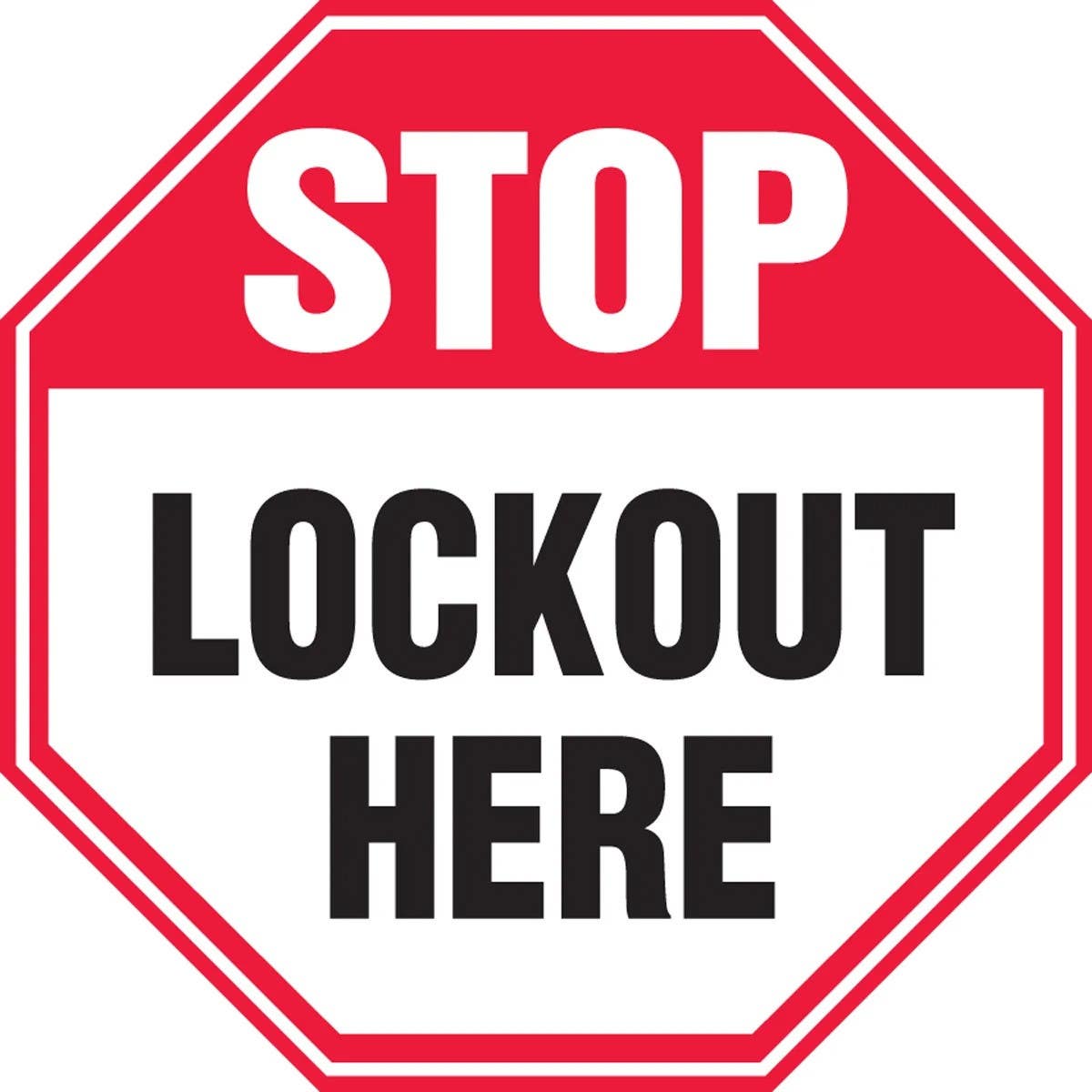 AccuformNMC LLKT920VSP Lockout/Tagout Label, Stop, Lockout Here, Adhesive Vinyl, 4" x 4", 5/Pk