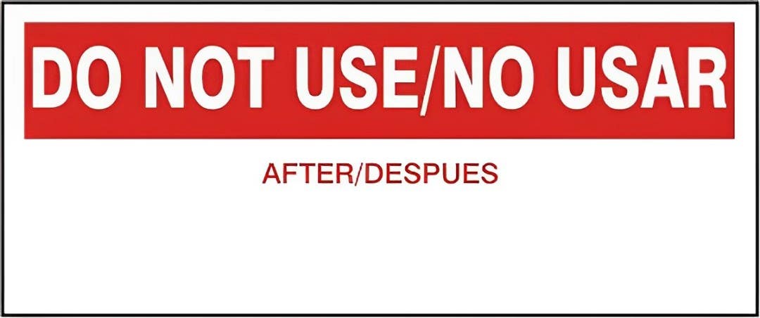 AccuformNMC LPC Production Control Label, Do Not Use/ No Usar, Adhesive Vinyl, 25/Pk