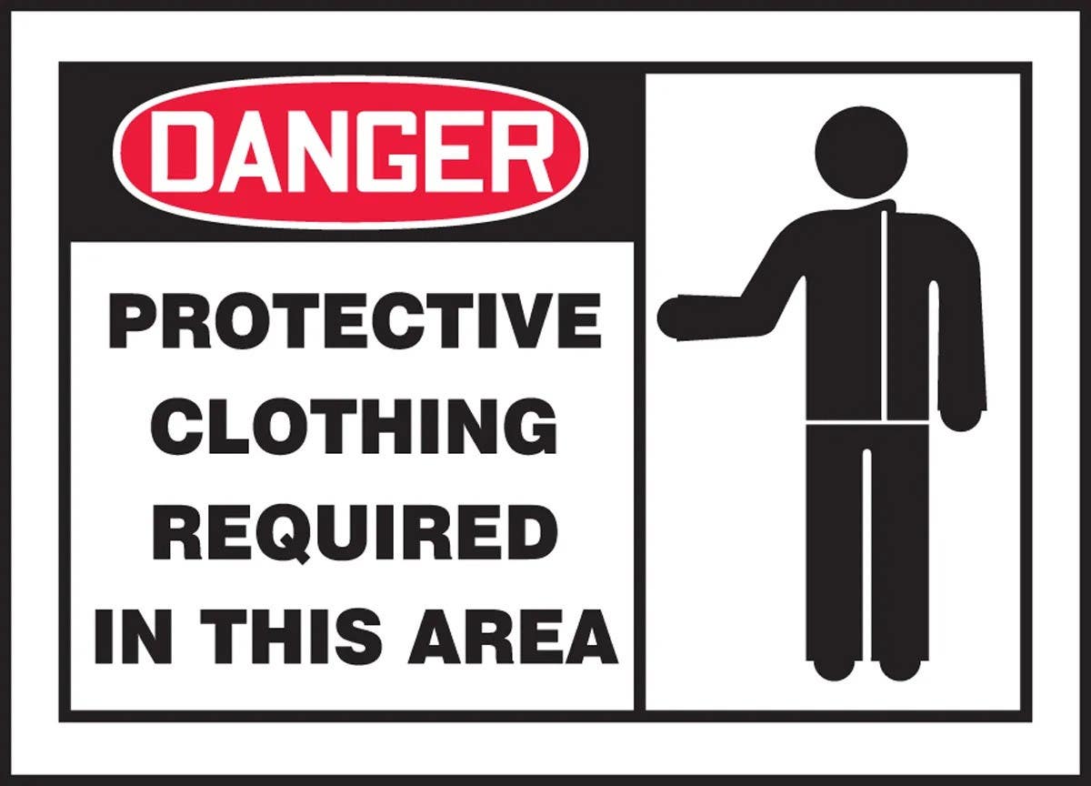 AccuformNMC LPPE004XVE OSHA Danger Safety Label, Protective Clothing Required In This Area, Adhesive Dura Vinyl