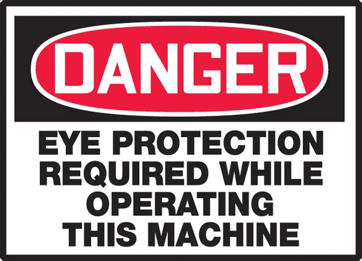 AccuformNMC LPPE129VSP OSHA Danger Safety Label, Eye Protection Required While…, Adhesive Vinyl, 3-1/2" H x 5" W, 5/Pk