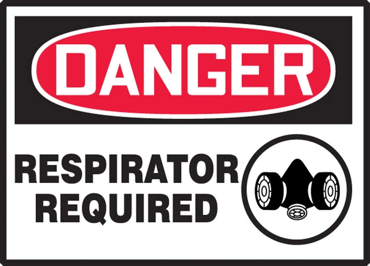 AccuformNMC LPPE118XVE OSHA Danger Safety Label, Respirator Required, Adhesive Dura Vinyl, 3-1/2" H x 5" W