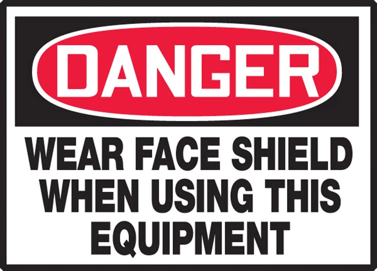 AccuformNMC LPPE131VSP OSHA Danger Safety Label, Wear Face Shield When…, Adhesive Vinyl, 3-1/2" H x 5" W, 5/Pk