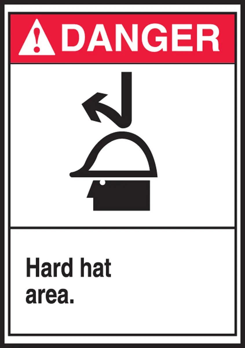 AccuformNMC LPPE141XVE ANSI Danger Safety Label, Hard Hat Area, Adhesive Dura Vinyl, 5" H x 3-1/2" W