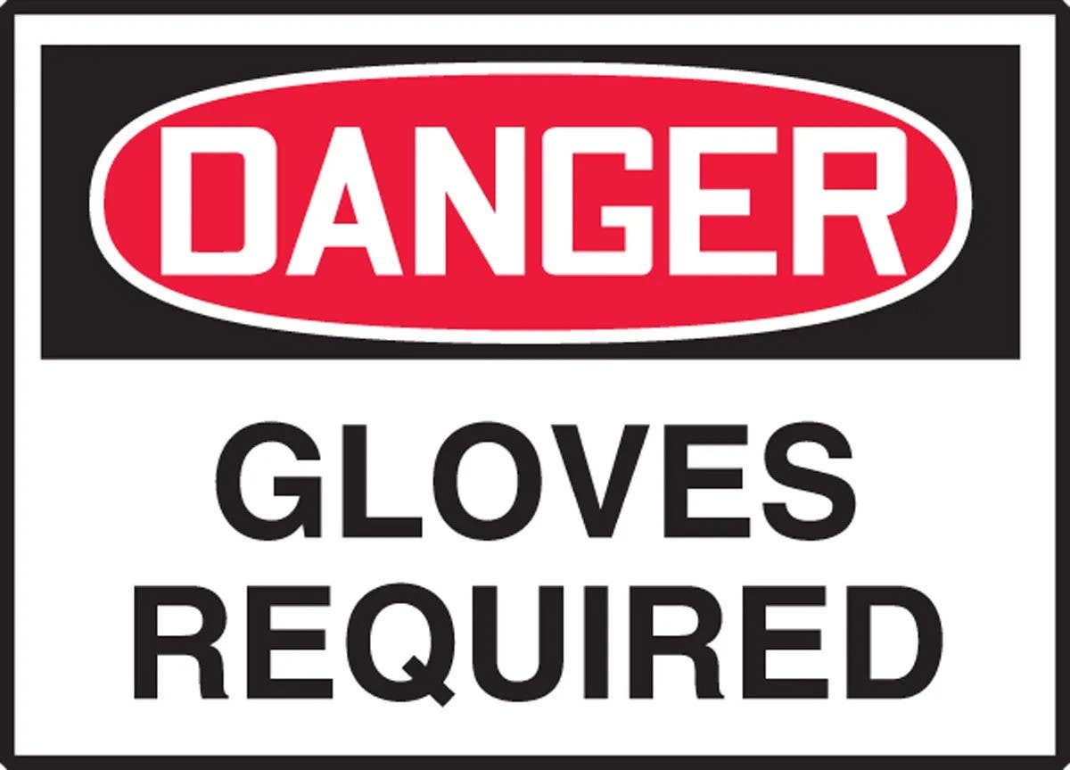 AccuformNMC LPPE271VSP OSHA Danger Safety Label, Gloves Required, Adhesive Vinyl, 3-1/2" H x 5" W, 5/Pk