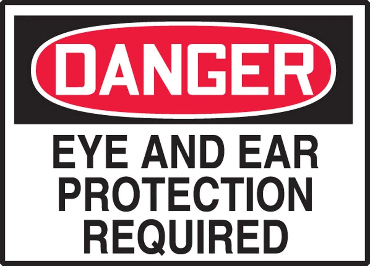 AccuformNMC LPPE284VSP OSHA Danger Safety Label, Eye And Ear Protection Required, Adhesive Vinyl, 3-1/2" H x 5" W, 5/Pk