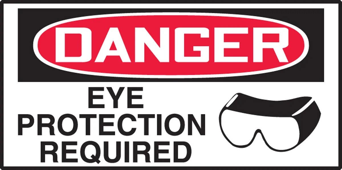 AccuformNMC LPPE290XVE OSHA Danger Safety Label, Eye Protection Required, Adhesive Dura Vinyl, 1-1/2" H x 3" W