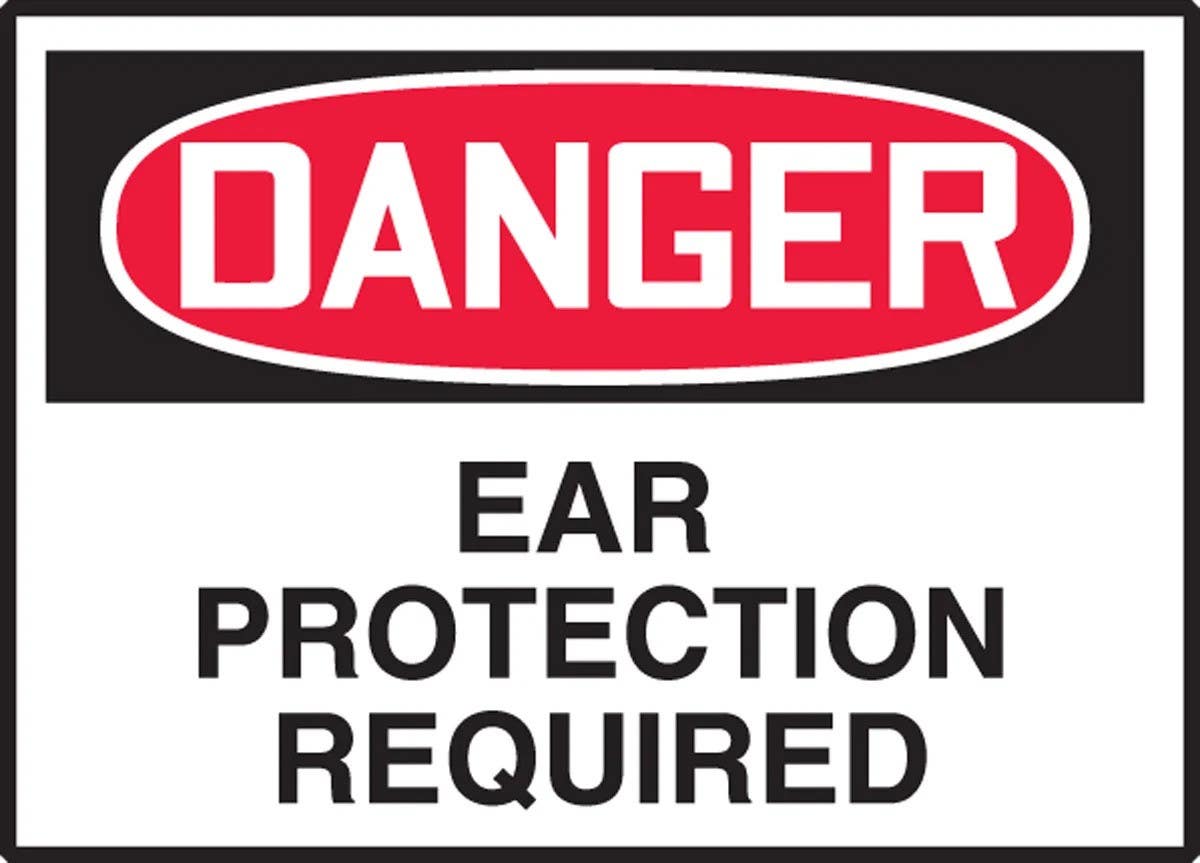 AccuformNMC LPPE296VSP OSHA Danger Safety Label, Ear Protection Required, Adhesive Vinyl, 3-1/2" H x 5" W, 5/Pk