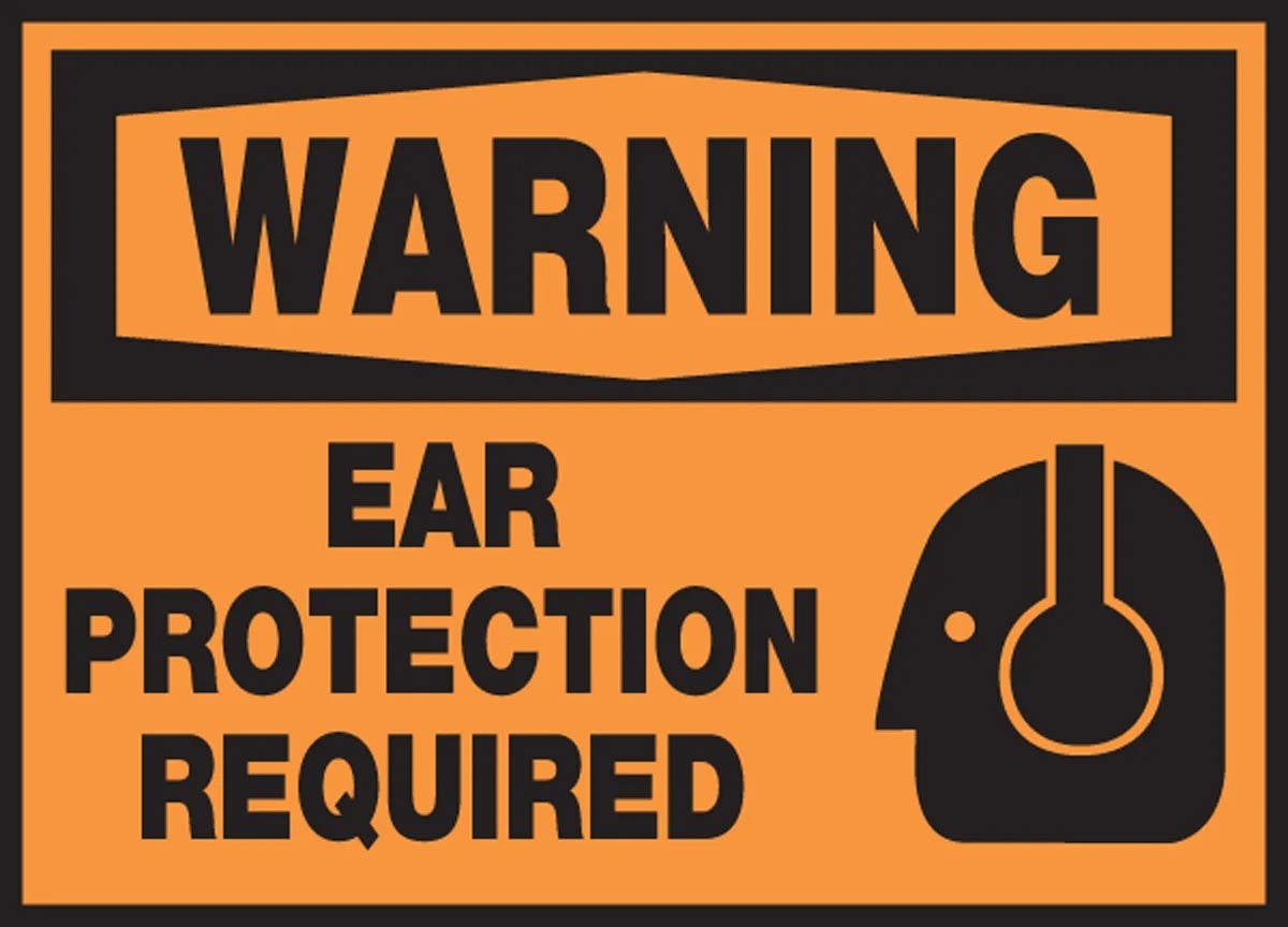AccuformNMC LPPE303XVE OSHA Warning Safety Label, Ear Protection Required, Adhesive Dura Vinyl, 3-1/2" H x 5" W